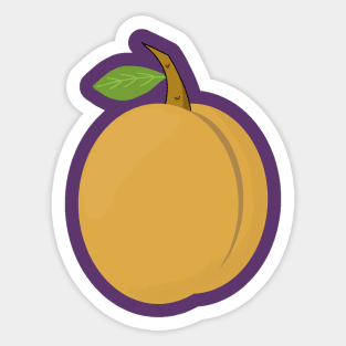 Apricot with a sprig and a leaf. Fruit drawing. Sticker